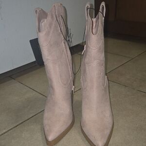 Forever 21 Pink Heeled Boots with Western Flair